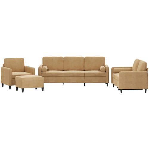 VidaXL 4-dijelni set sofa s jastucima smeđi bar&amp;scaron;unasti Slike