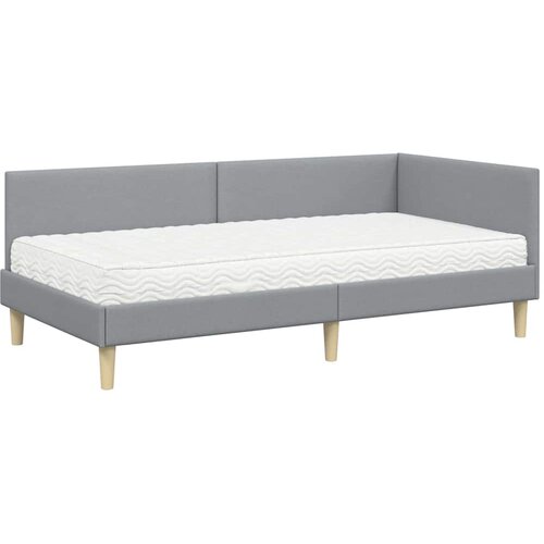  Kutni krevetni okvir s madracem 2 kom. Svijetlo siva Svjetlosiva 90 x 190 cm Slike
