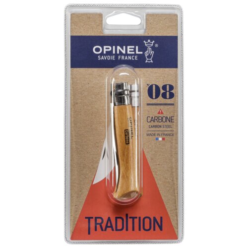 Opinel pocket knife No. 08 carbon w. wood handle Slike