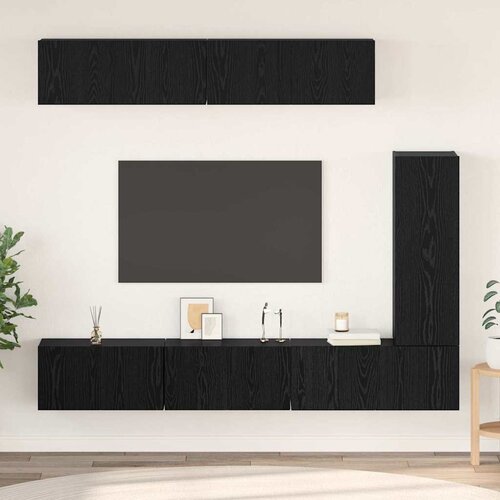 vidaXL Set omaric za TV s polico Drugo 6 pcs Črni hrast 30.5 x 30 x 90 cm Cene