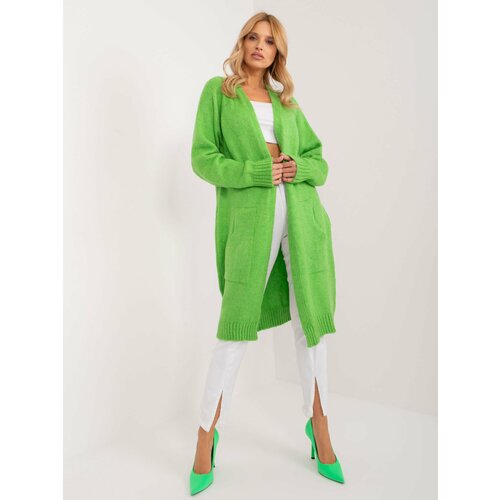 Fashion Hunters Light green oversize cardigan without closure Slike