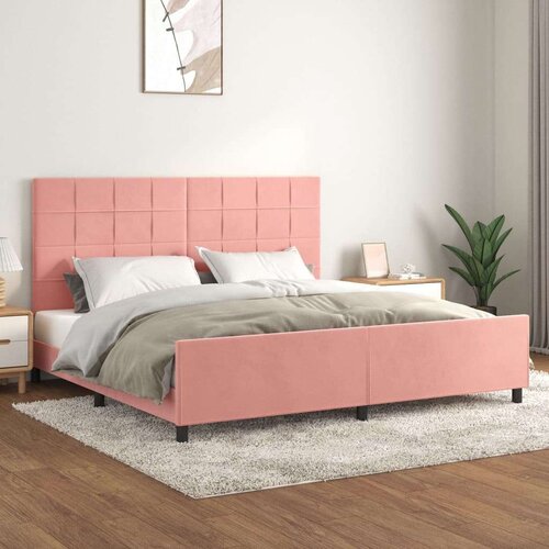  Posteljni okvir z vzglavjem roza 200x200 cm žamet, (20904252) Slike