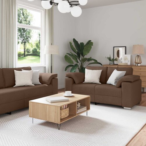 SOFA 3 pcs Smeđa 219 x 80 x 82 cm Platnasta tkanina Cijene