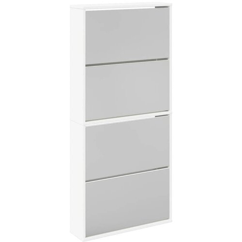  za cipele s 4 razine i ogledalom 63x17x134 cm bijeli Slike