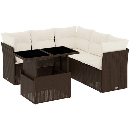 Maison Chic Seti vrtnega pohištva - Vrtna garnitura - Vrtni pohištvo set 6-delna z blazinami rjav poli ratan, (21803319) Cene