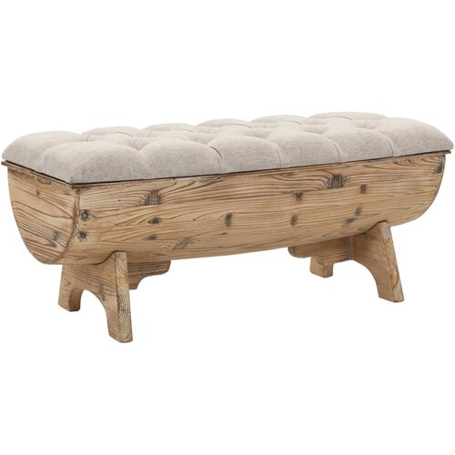 The Living Store Klop za shranjevanje iz trdnega lesa in blaga 103x51x44 cm - Klop Za Shranjevanje, (21486031) Slike