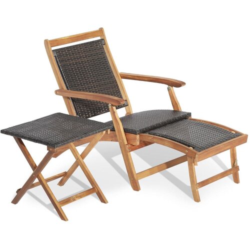 Costway Zložljivi vrtni stol z mizo chaise longue s stransko mizo, (5000299932) Cene