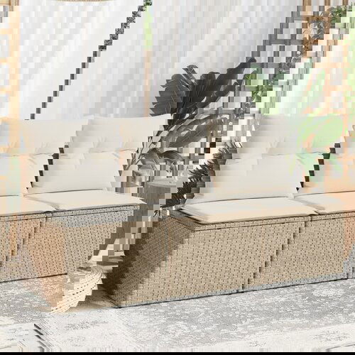 vidaXL Vrtni trosjed s jastucima bež od poliratana Cijene