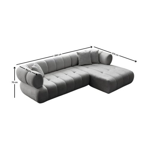 Atelier Del Sofa Ugaona garnitura na razvlačenje Petra Right, 280x170x90 cm, Siva Slike