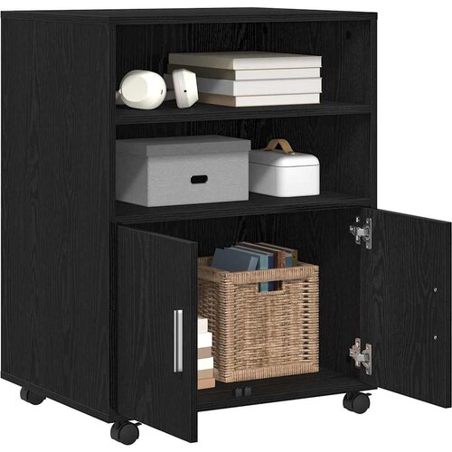  Cabinet s policom s kotačem Crni hrast 60 x 48 x 74.5 cm Slike