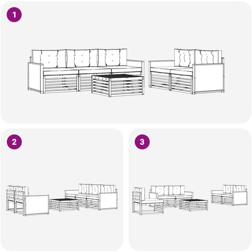  Set vanjskih sofa 6 kom. Prirodna i krem Slike
