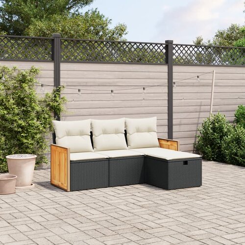vidaXL 4-dijelni set vrtnih sofa od poliratana s jastucima crni Cijene