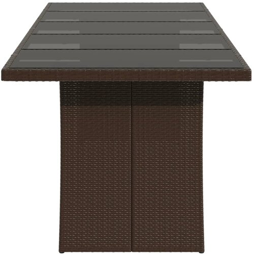  Vrtni stol sa staklenom pločom smeđi 240x90x75 cm od poliratana Slike