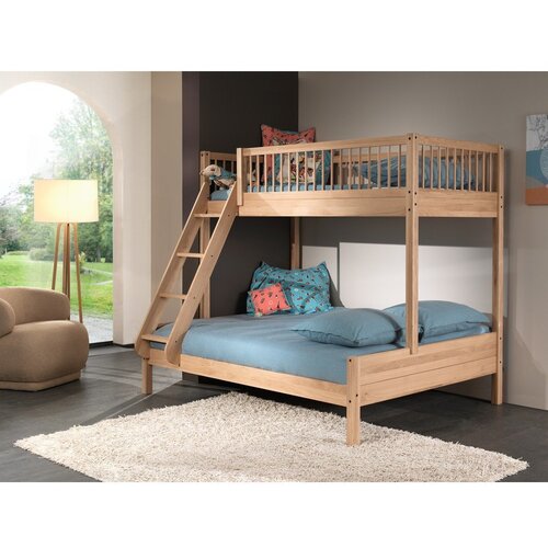 Vipack Dječji krevet od punog hrasta na kat s podnicom 140x200/90x200 cm u prirodnoj boji Forrest &amp;ndash; Slike