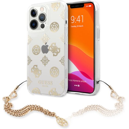 Maska Guess Hc Pc Chain Handle Peony za iPhone 13 Pro (6.1) zlatna Slike