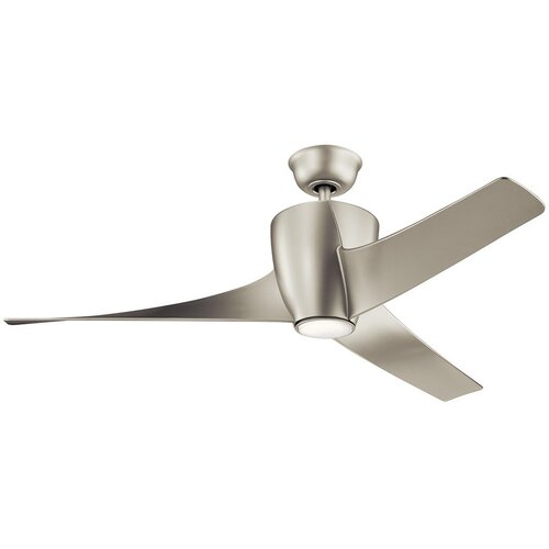 Elstead Lighting Elstead Kichler Phree Stropni ventilator s 3 lopaticami, 142 cm, LED lučka, brušen nikelj, daljinski upravljalnik, (22100405) Cene