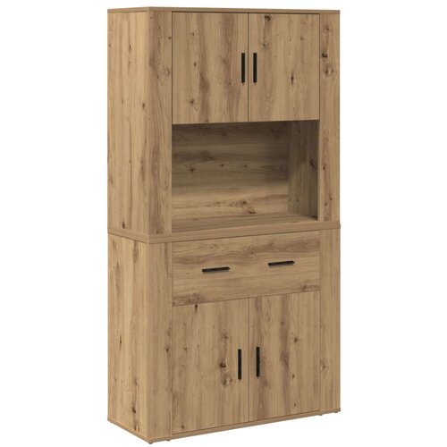  Visoka komoda od umjetnog hrasta 80x33x150 cm Inženjersko drvo Slike