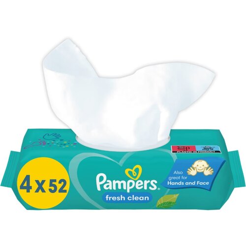 Pampers Fresh Clean otroški nežni vlažni robčki za občutljivo kožo 4x52 kos Cene