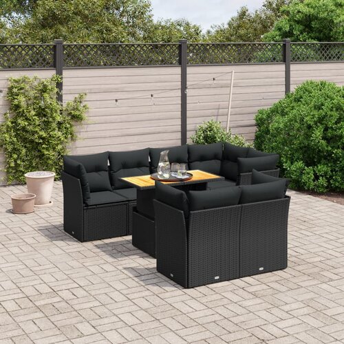 vidaXL 8-dijelni set vrtnih sofa od poliratana s jastucima crni Cijene