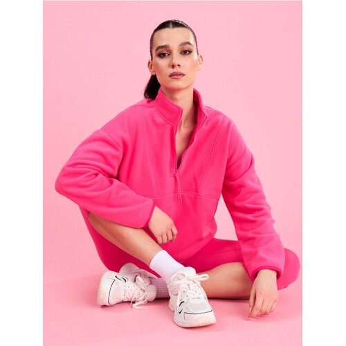 Sinsay Flis majica half-zip s uspravnim ovratnikom i rebrastim porubima Gym Hard Slike
