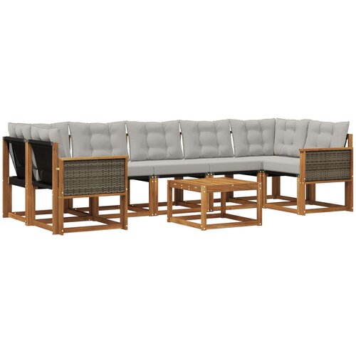  Set vanjskih sofa 8 kom. Prirodna i svjetlosiva Slike