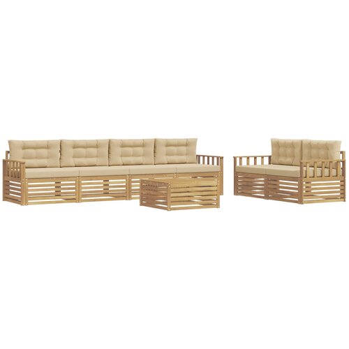 vidaXL Zunanja garnitura za sedenje 7 pcs Bela in bež Poliester, (5000279770) Cene