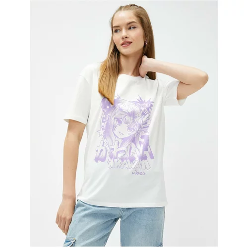 Koton Anime T-Shirt Printed Crew Neck Short Sleeve Cotton