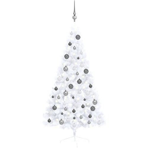 vidaXL umjetna polovica božićnog drvca LED s kuglicama bijela 150 cm Cijene