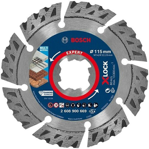 Bosch EXPERT MultiMaterial X-LOCK dijamantska rezna ploča od 115x22,23x2,4x12 mm 2608900669 Slike