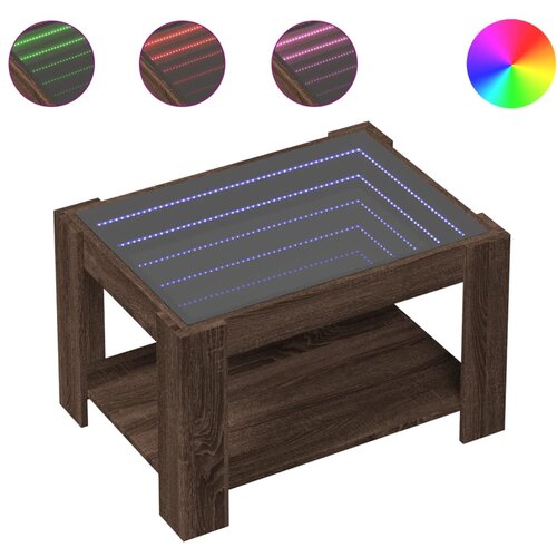 Maison Chic Klubska mizica - kavna mizica - Nizka mizica LED rjavi hrast 73x53x45 cm inženirski les, (21754235) Cene