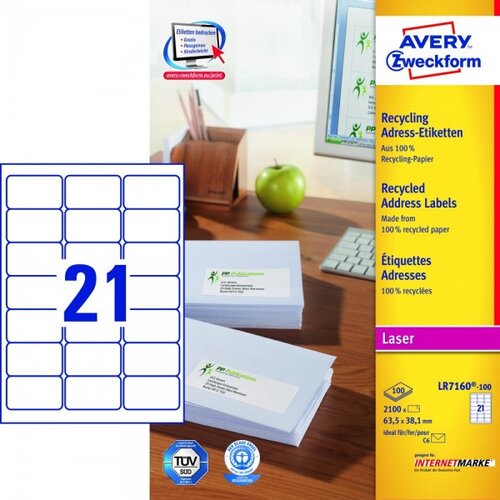 Avery Zweckform Reciklirane etikete za C6 ovojnice 63,5 x 38,1 mm Cene
