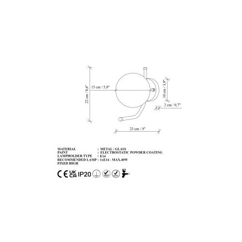 Opviq vall lamp zidna crna lampa faruk 13727 Slike