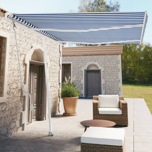 vidaXL prostostoječa avtomatska tenda 350x250 cm modra/bela Cene