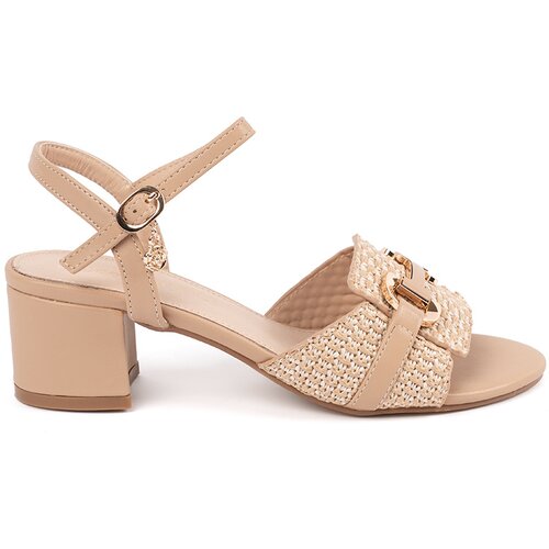 GOODIN Beige women&amp;#039;s mid-heeled sandals Slike
