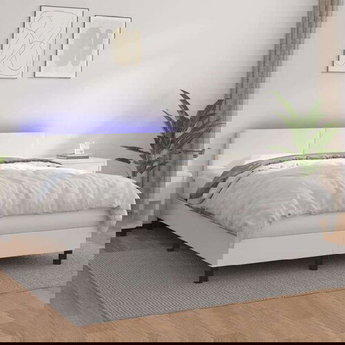  Box spring postelja z vzmetnico LED bela 140x200cm umetno usnje, (20902182) Slike