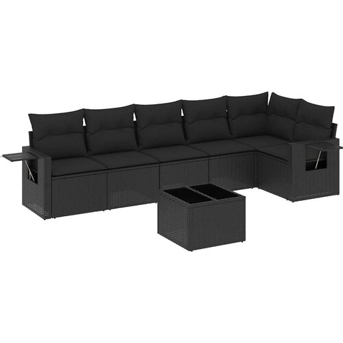  7-dijelni set vrtnih sofa od poliratana s jastucima crni Crna 85 x 62 x 69 cm Slike