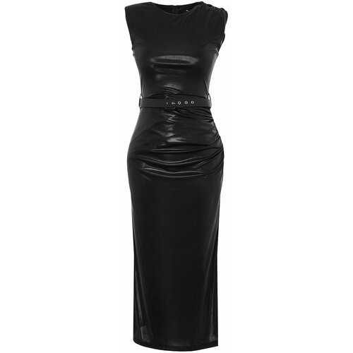 Trendyol Black Fitted Evening Dress with Shimmering Cene