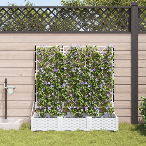 VidaXL Vrtna sadilica Bijela Plastika 120 x 40 x 126 cm Sadilice Slike