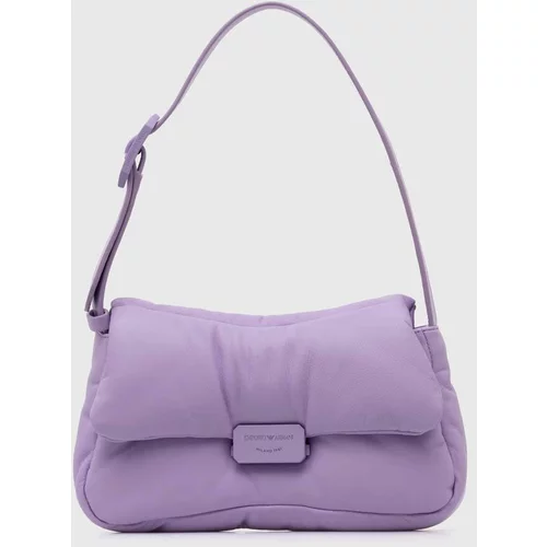 Emporio Armani Usnjena torbica vijolična barva