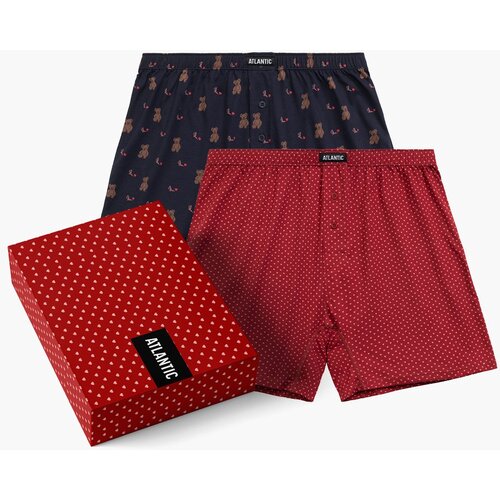 Atlantic 2-PACK Men&amp;#039;s loose boxers - dark blue/red Slike