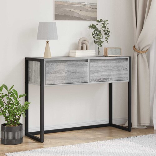 vidaXL Stranska miza Siva Sonoma 100 x 36 x 75 cm Konstruiran les Cene