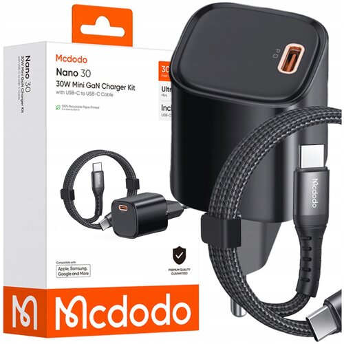 McDodo HITR STENSKI POLNILEC USB TIPA C NAPAJALNIK 30 W + USB-C KABEL 1 M, (5000337889) Slike