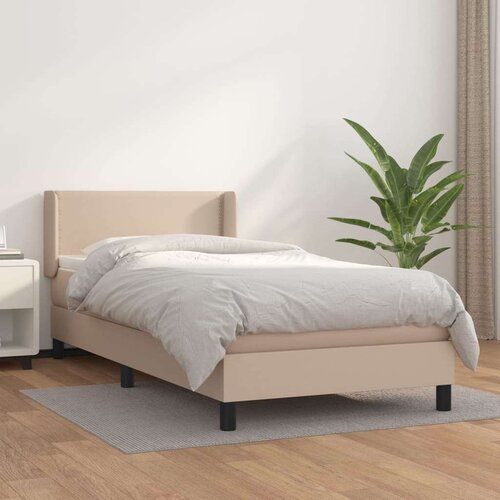  Box spring postelja z vzmetnico kapučino 80x200 cm umetno usnje, (20899097) Cene