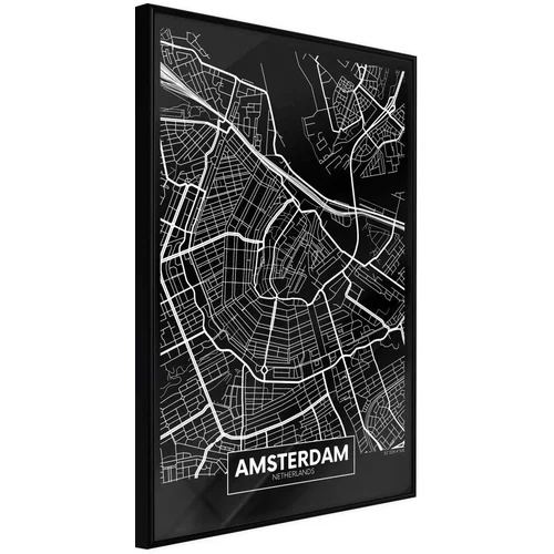  Poster - City Map: Amsterdam (Dark) 20x30