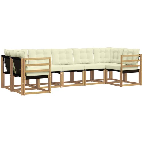  Set vanjskih sofa 7 kom. Bijela i krem Smeđa 304 x 126,5 x 73 cm Slike