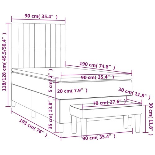 Box spring krevet s madracem crni 90x190 cm od tkanine Slike