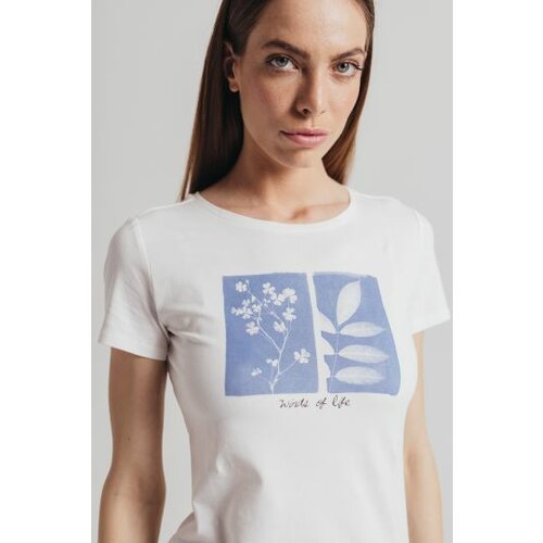 Legendww ženska majica u boji slonove kosti sa printom u plavoj boji 7029-9566-02 Slike