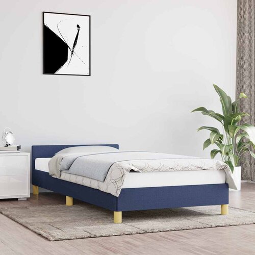  Okvir kreveta s uzglavljem bez madraca plavi 90x190 cm tkanine Cijene