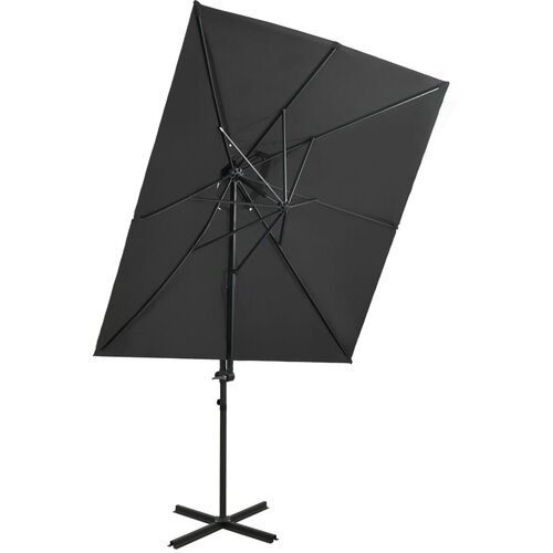 VidaXL Konzolni suncobran s dvostrukim vrhom 250 x 250 cm antracit Slike