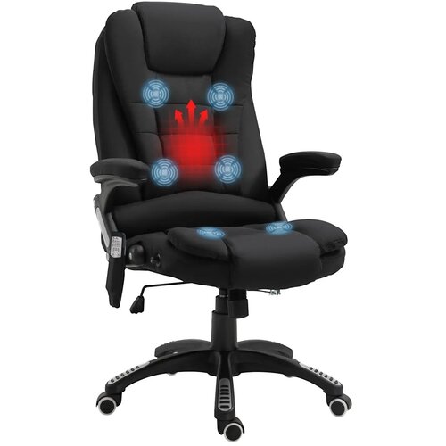  Uredska stolica s masažom i grijanjem ergonomska izgled lana crna Slike